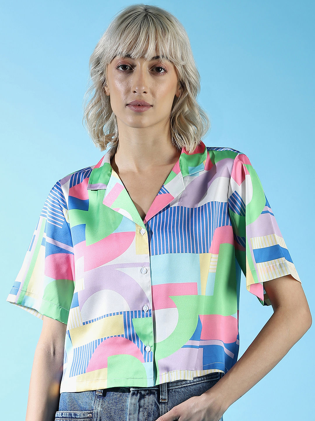 Pastel Lilac Abstract Print Shirt