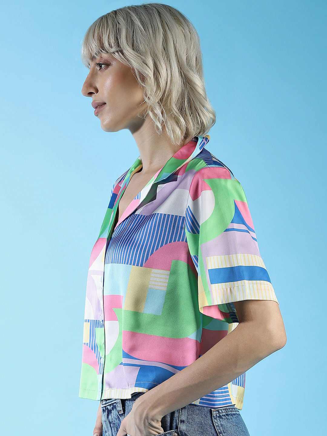 Pastel Lilac Abstract Print Shirt