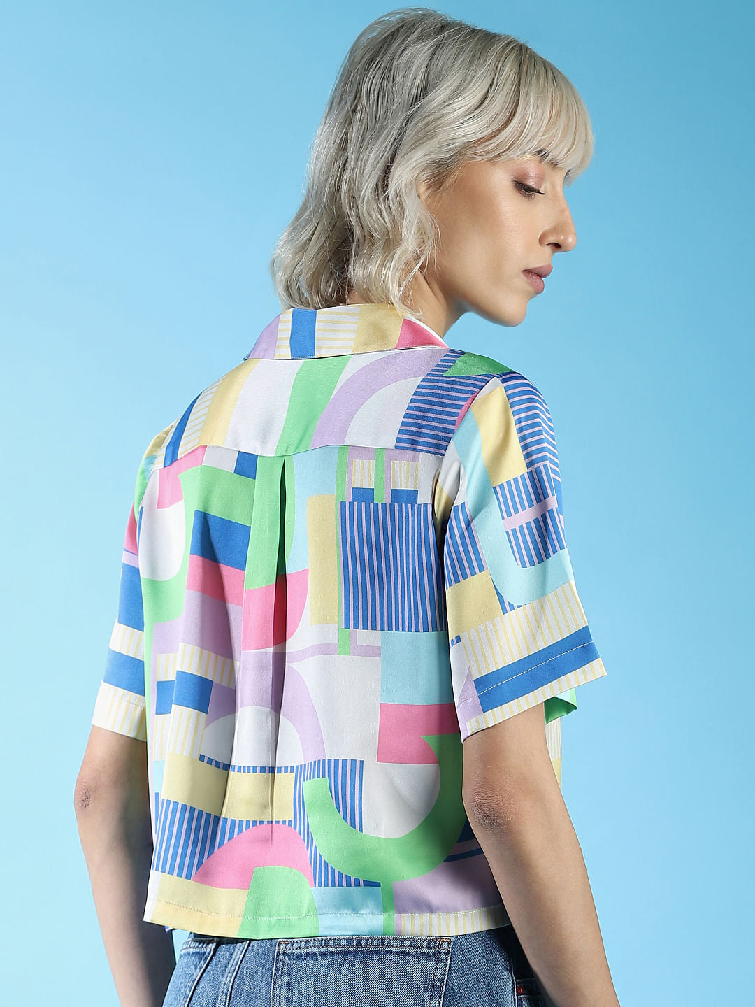 Pastel Lilac Abstract Print Shirt