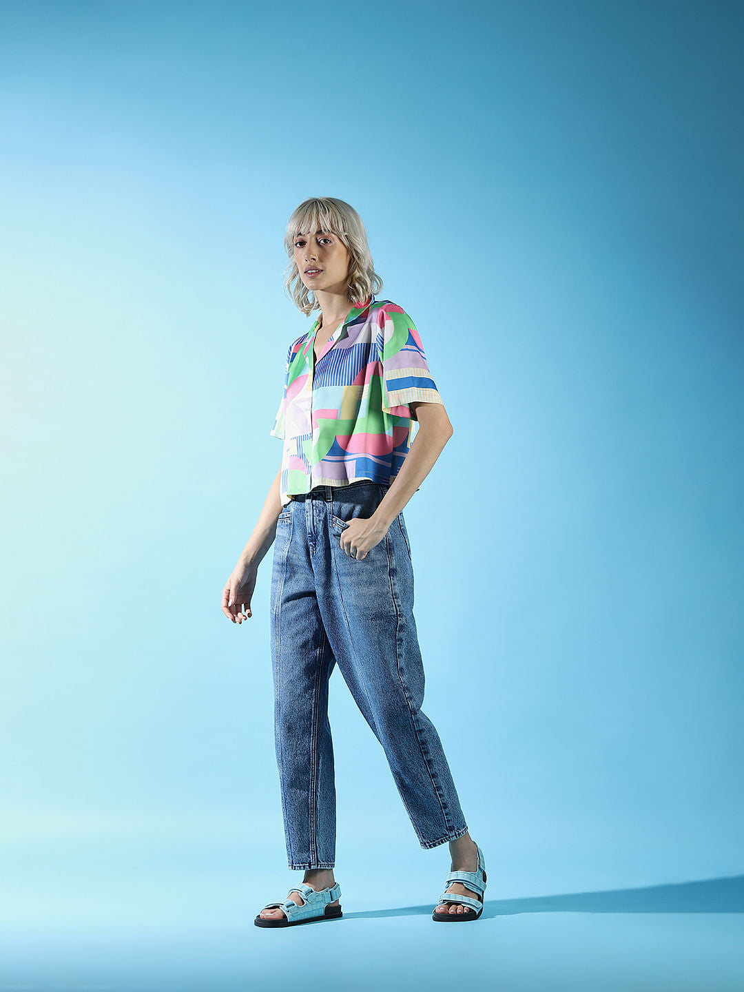 Pastel Lilac Abstract Print Shirt