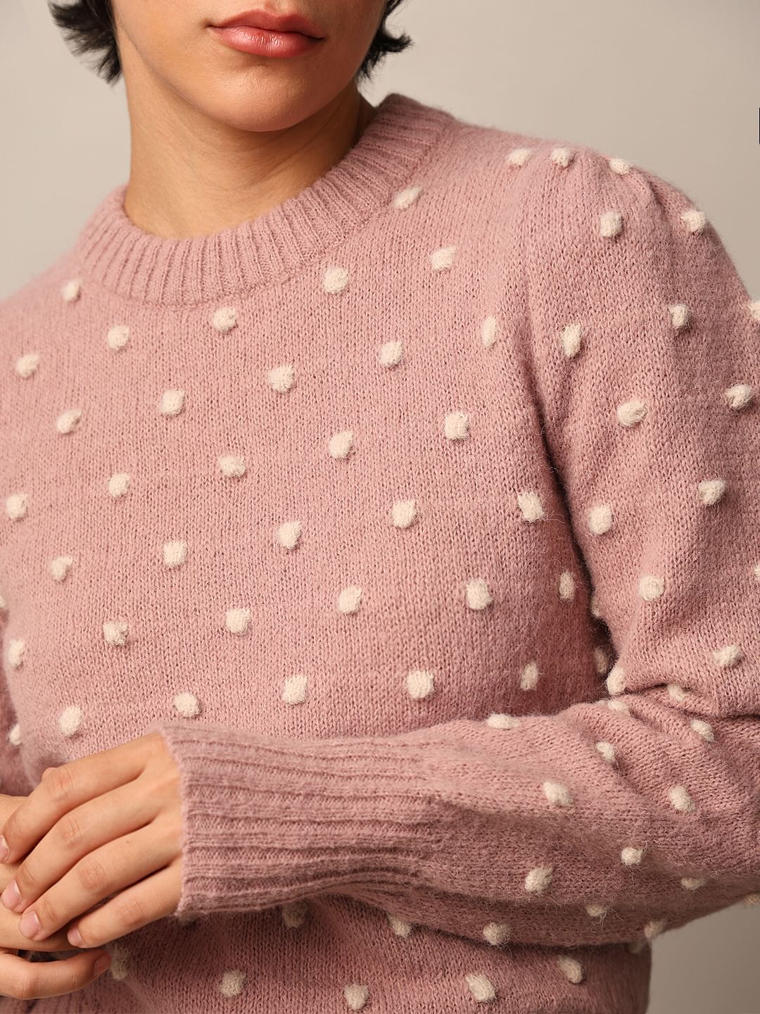 Pink Jacquard Knit Pullover