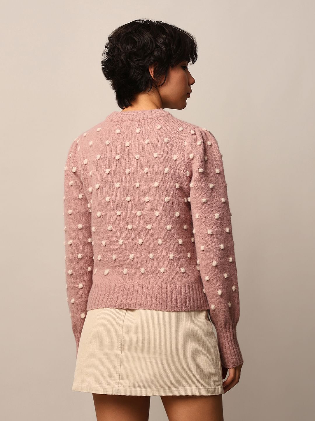 Pink Jacquard Knit Pullover