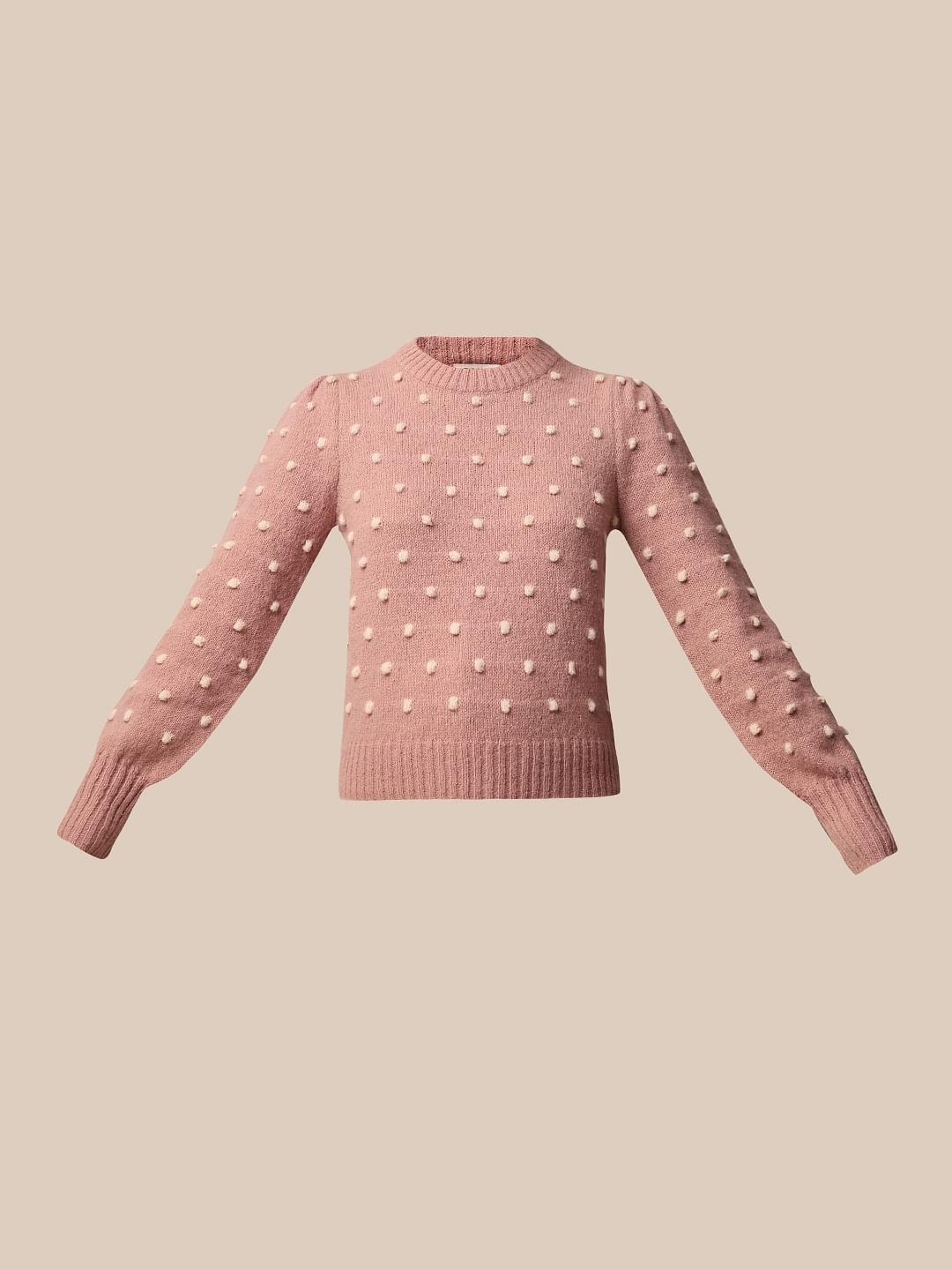 Pink Jacquard Knit Pullover