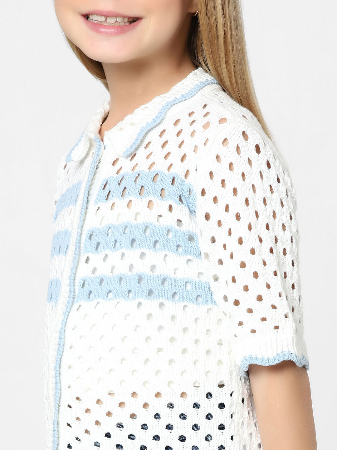 Girls White Knit Top