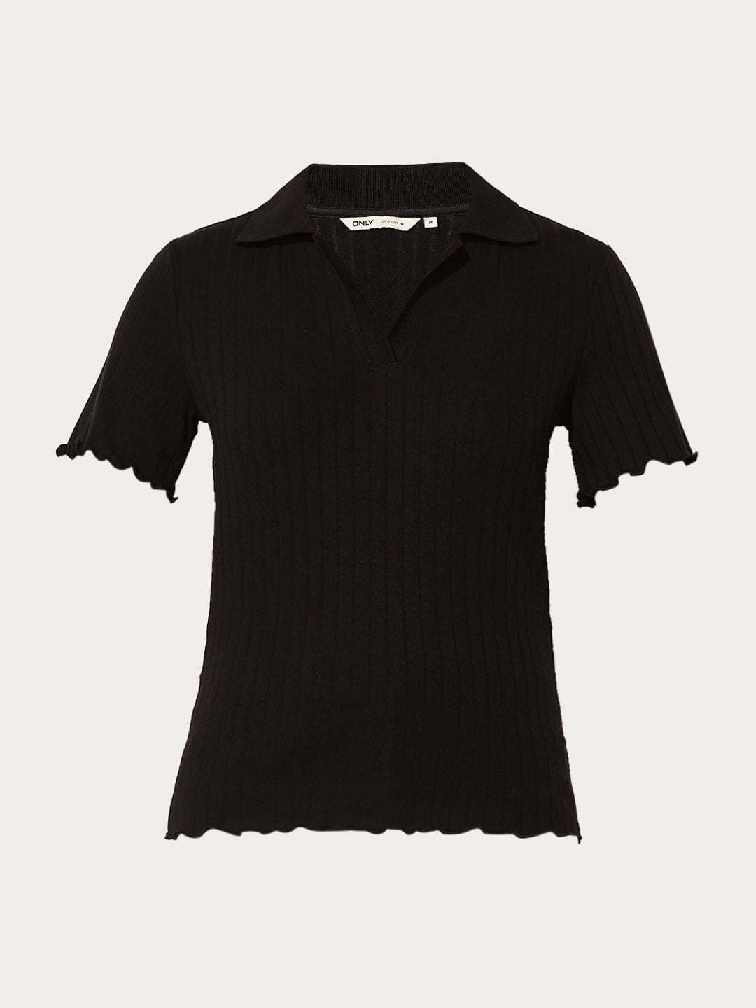 Black Ribbed Polo T-Shirt