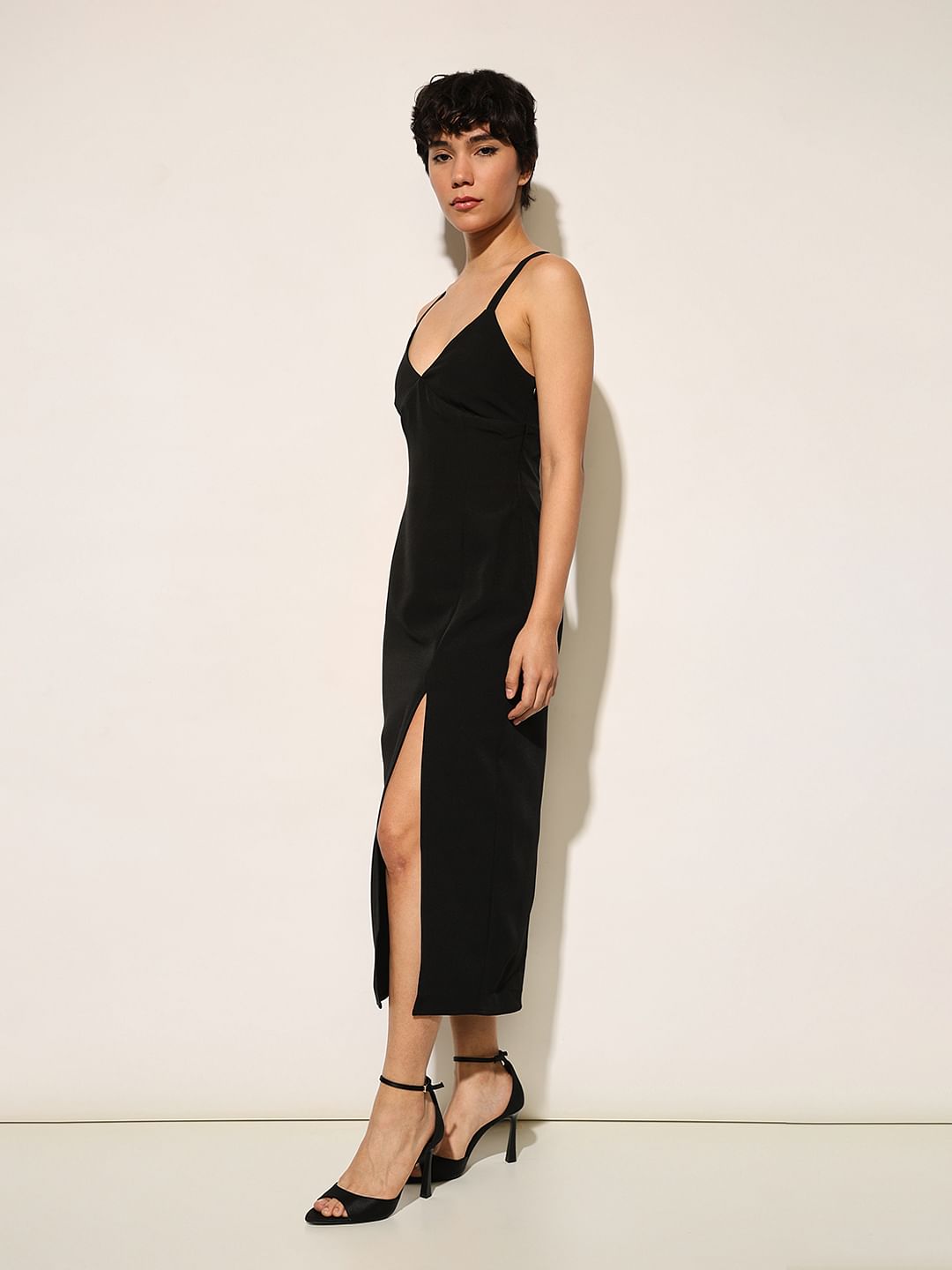 Black Strappy Ankle Length Dress