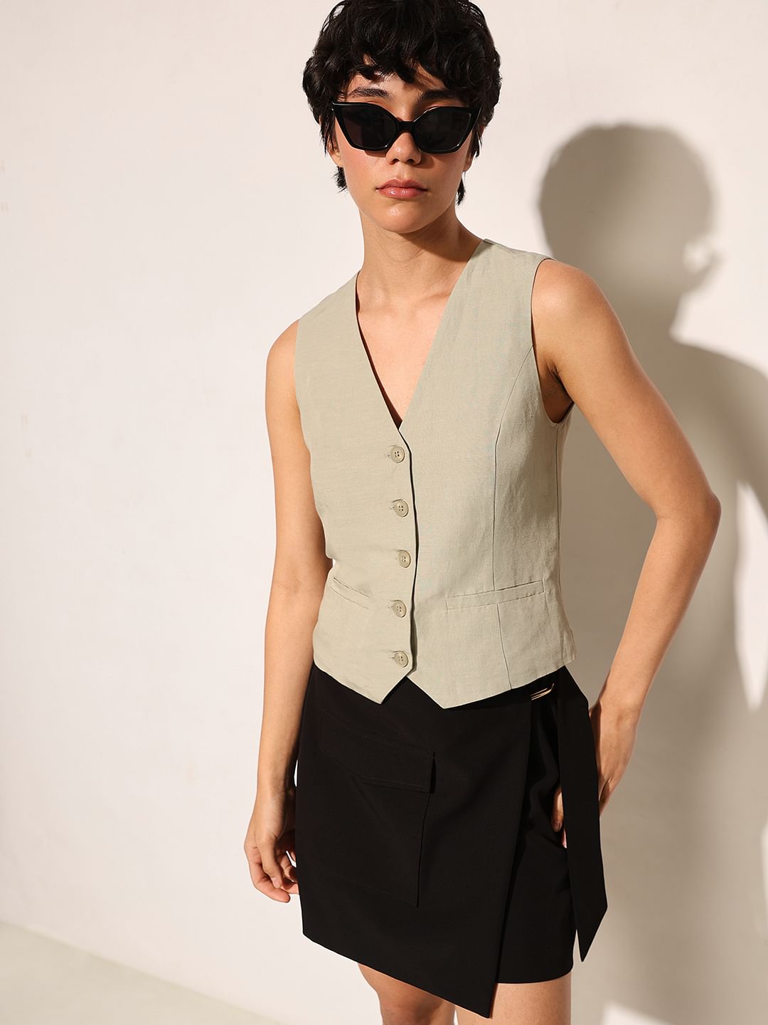 Beige Linen Waistcoat