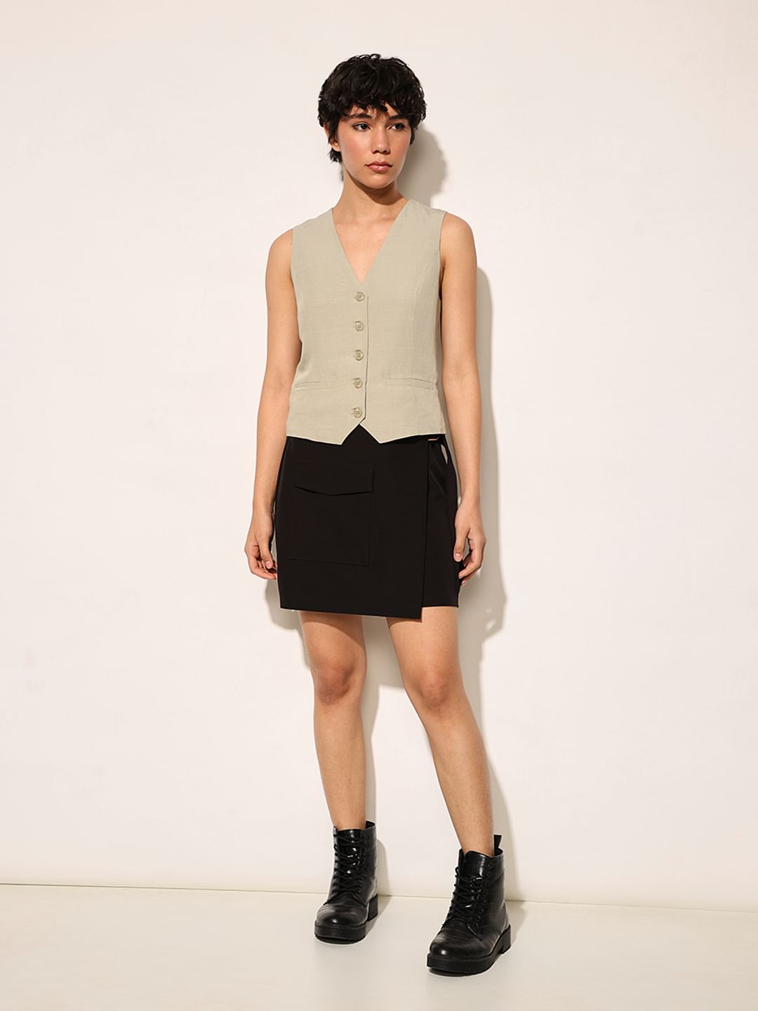 Beige Linen Waistcoat