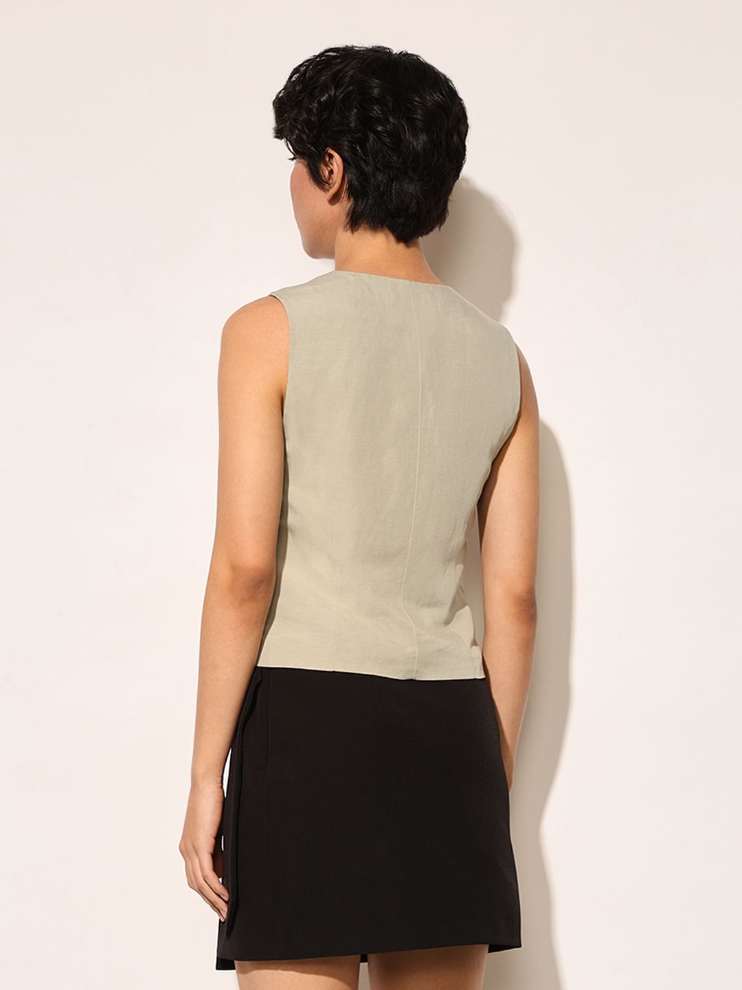 Beige Linen Waistcoat