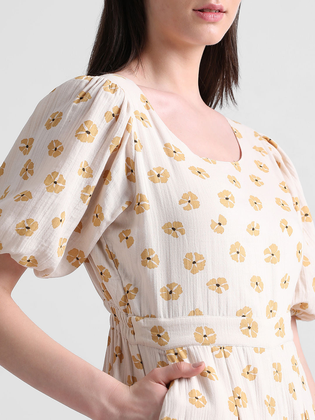 Beige Floral Print Jumpsuit