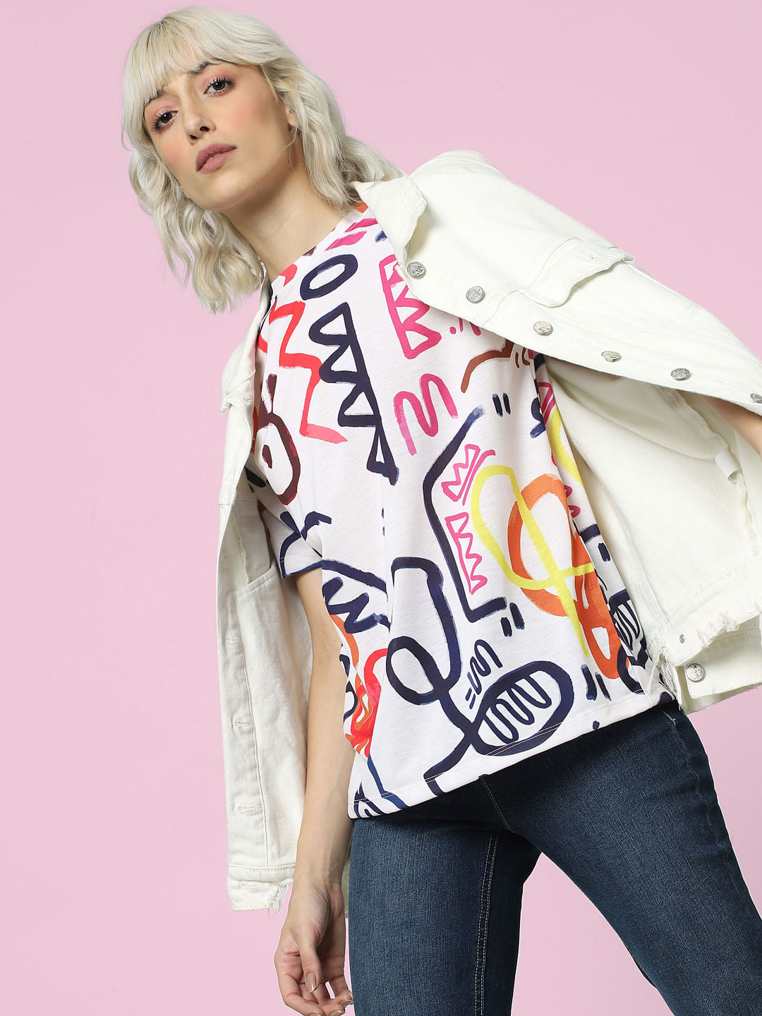 White Printed T-Shirt