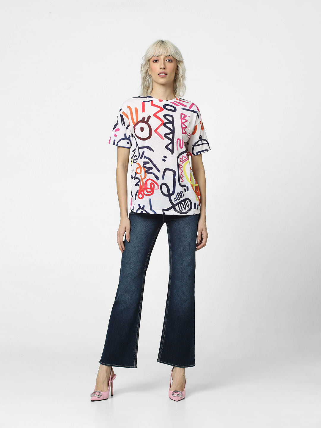 White Printed T-Shirt