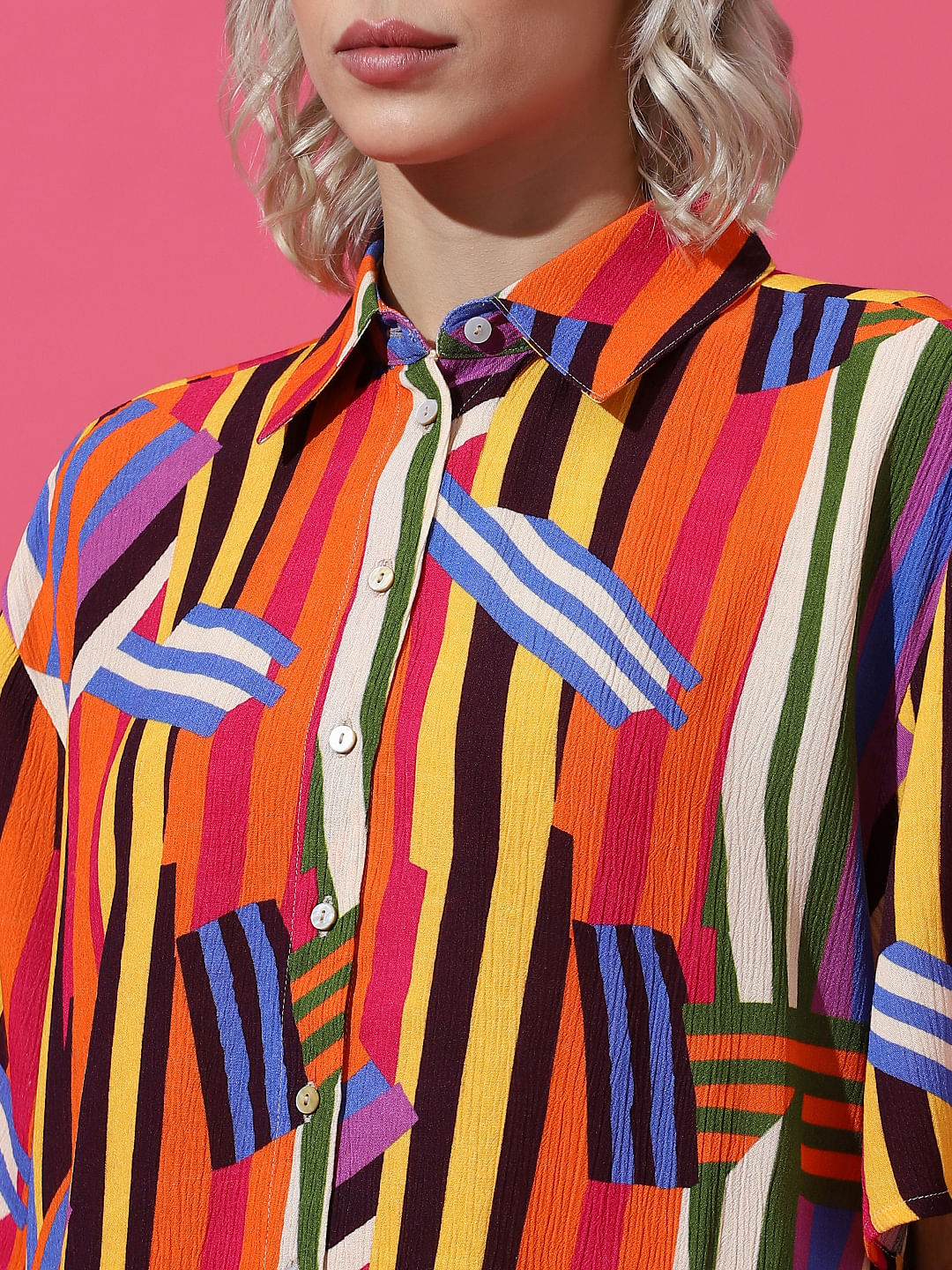 Multi-Coloured Printed Crepe Shirt