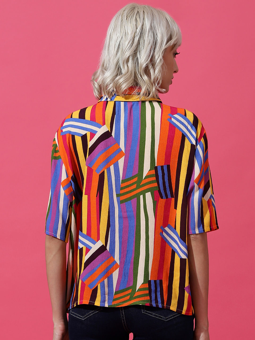 Multi-Coloured Printed Crepe Shirt