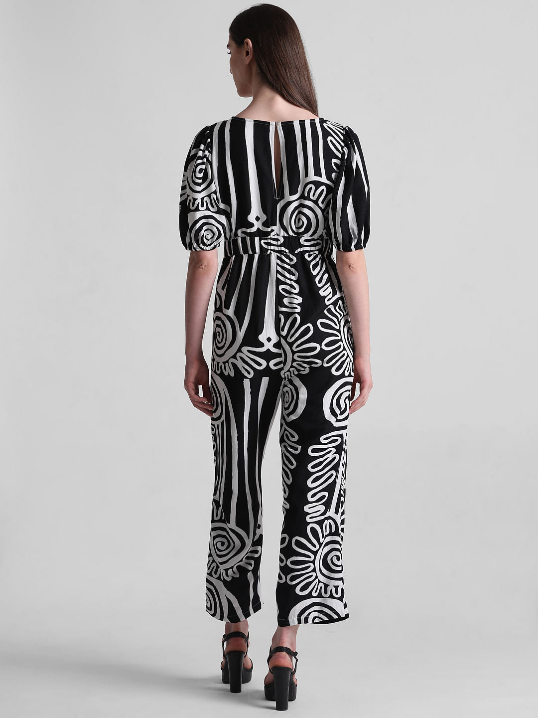 Black Abstract Print Jumpsuit