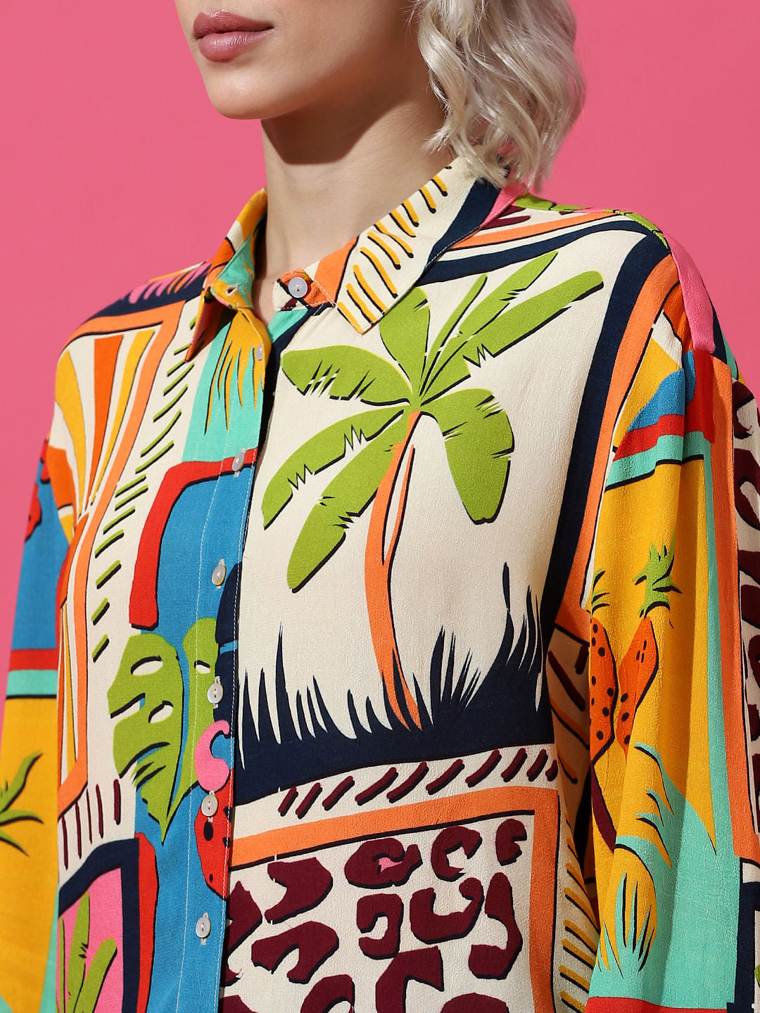 Yellow Printed Crepe Shirt