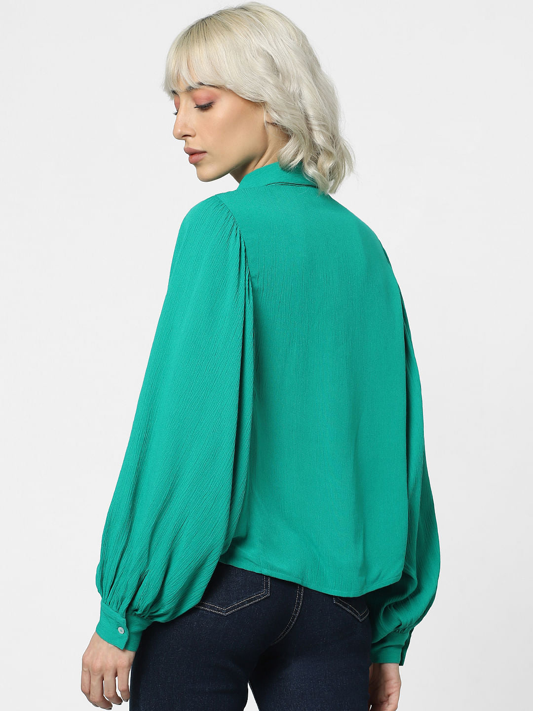 Green Batwing Sleeves Shirt