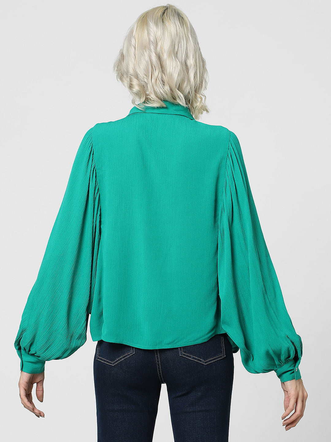 Green Batwing Sleeves Shirt