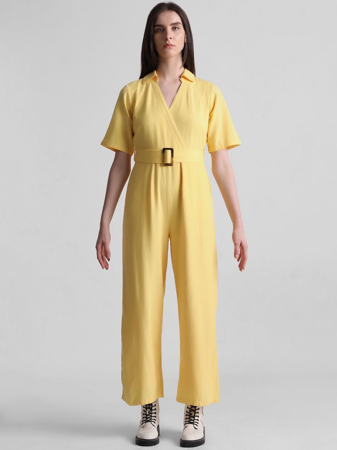 Yellow Wrap-Over Jumpsuit