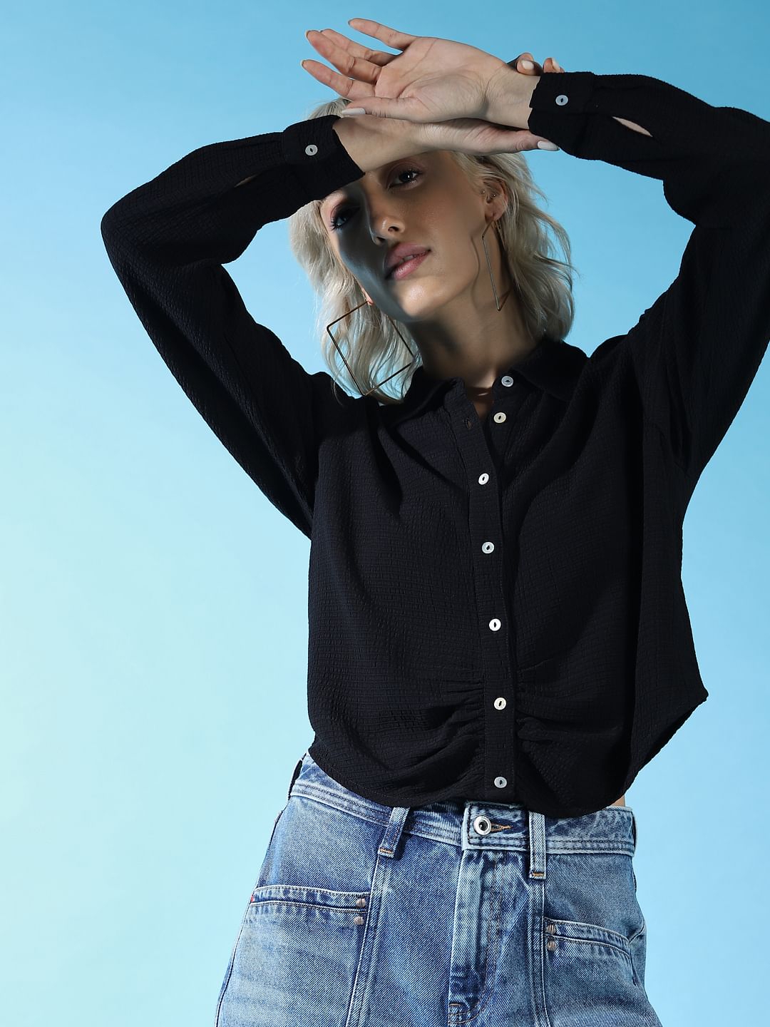 Black Ruched Shirt