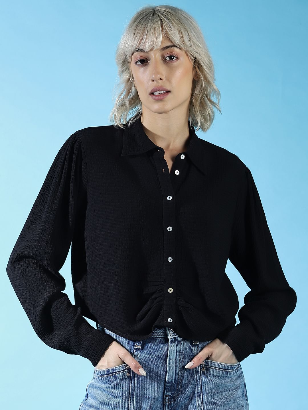 Black Ruched Shirt