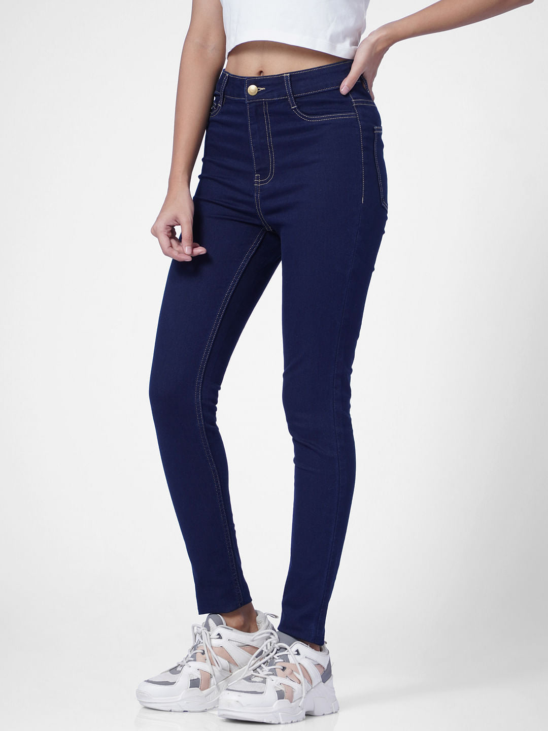 Dark Blue High Rise Skinny Jeans