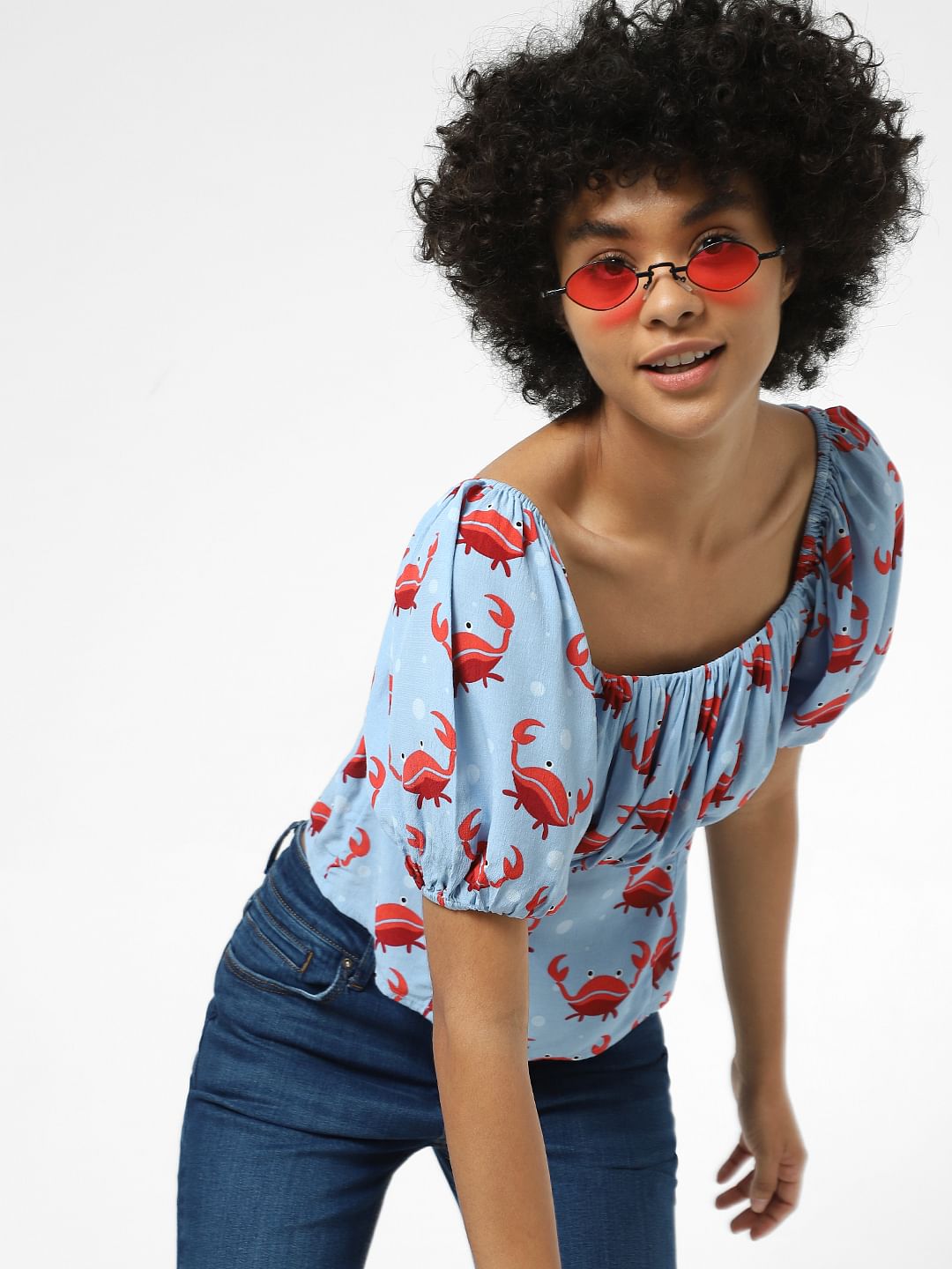 Blue Graphic Print Top