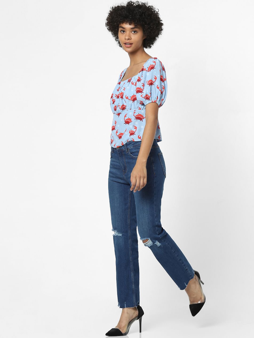 Blue Graphic Print Top