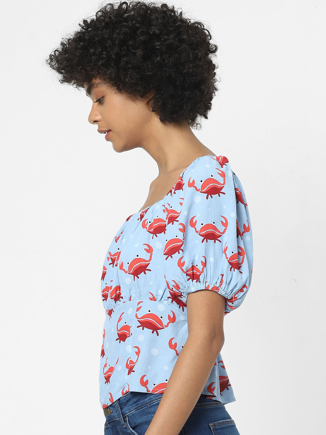 Blue Graphic Print Top