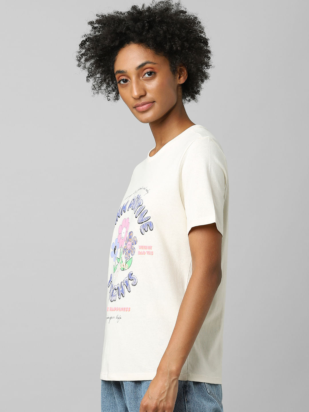 Beige Graphic Print T-Shirt