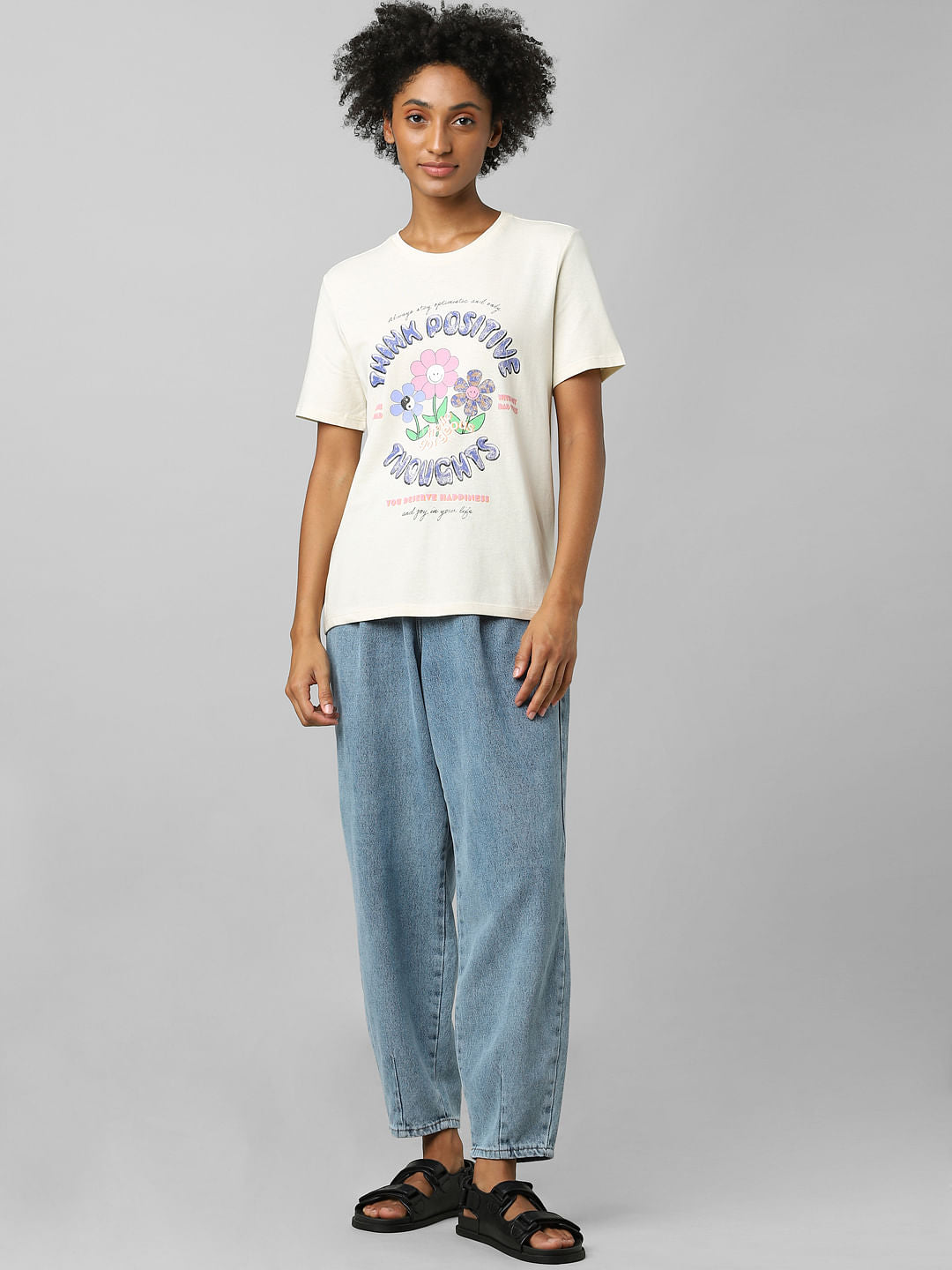 Beige Graphic Print T-Shirt