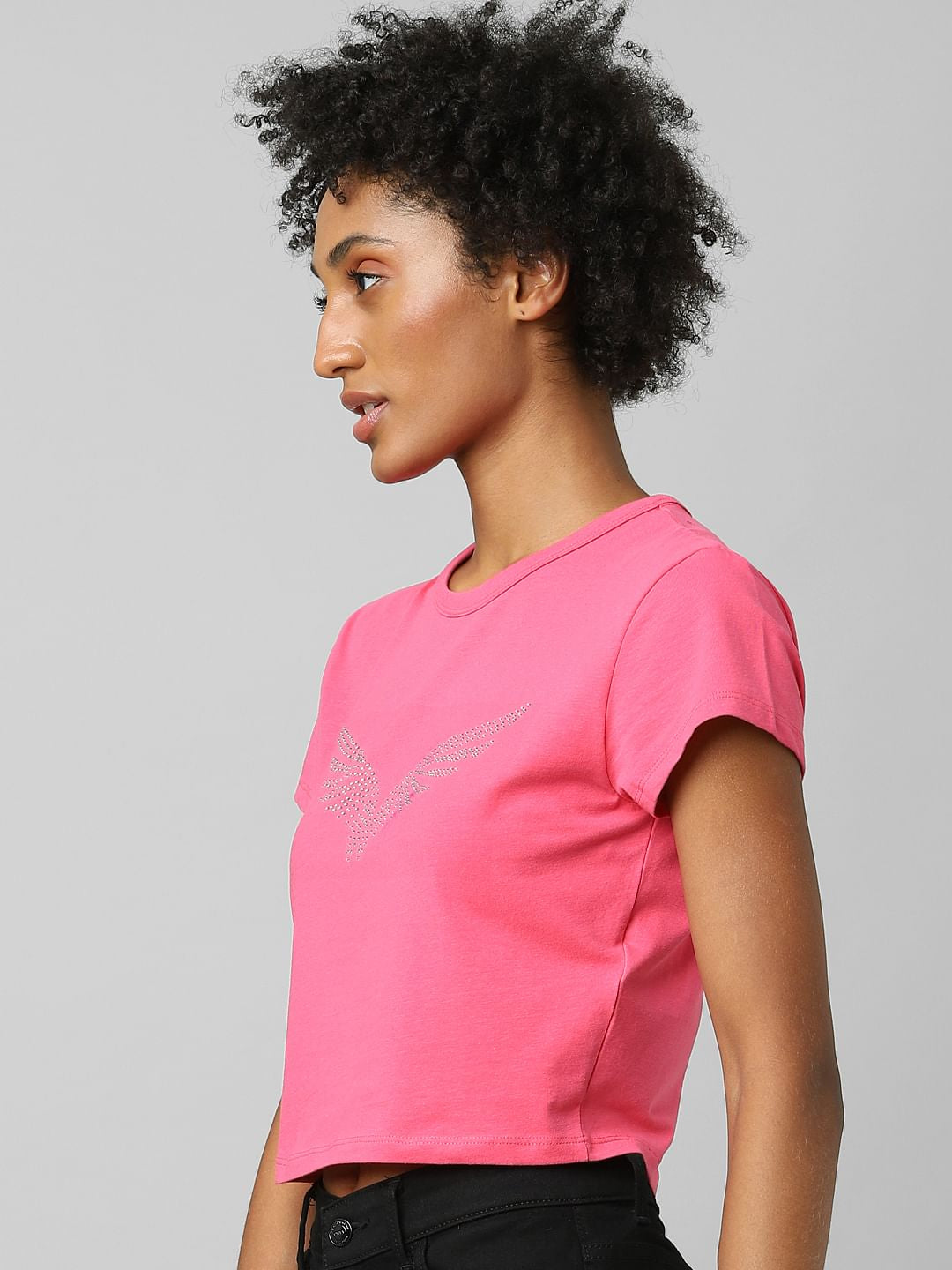 Pink Rhinestone Detail T-Shirt