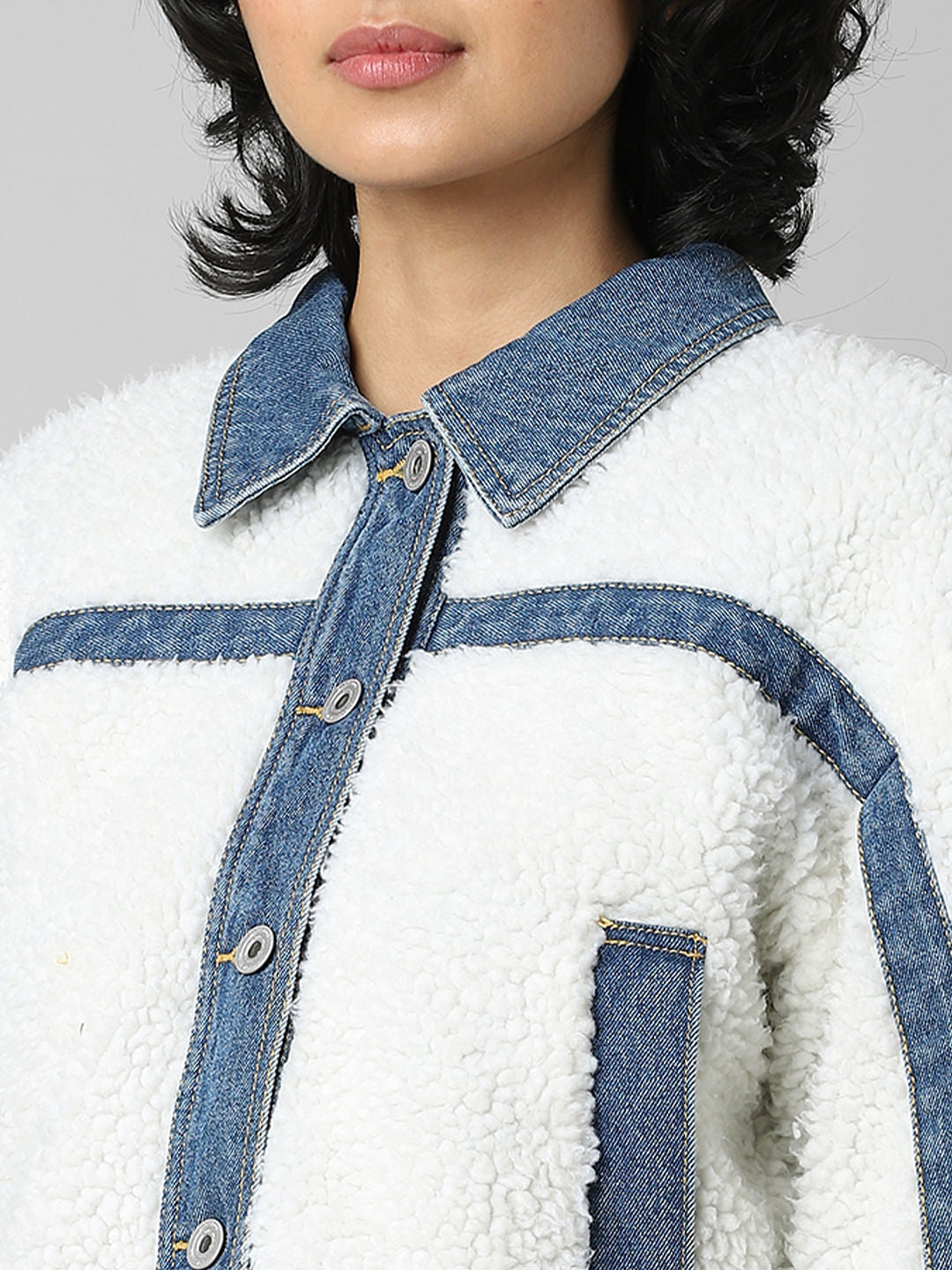 White Teddy Denim Jacket