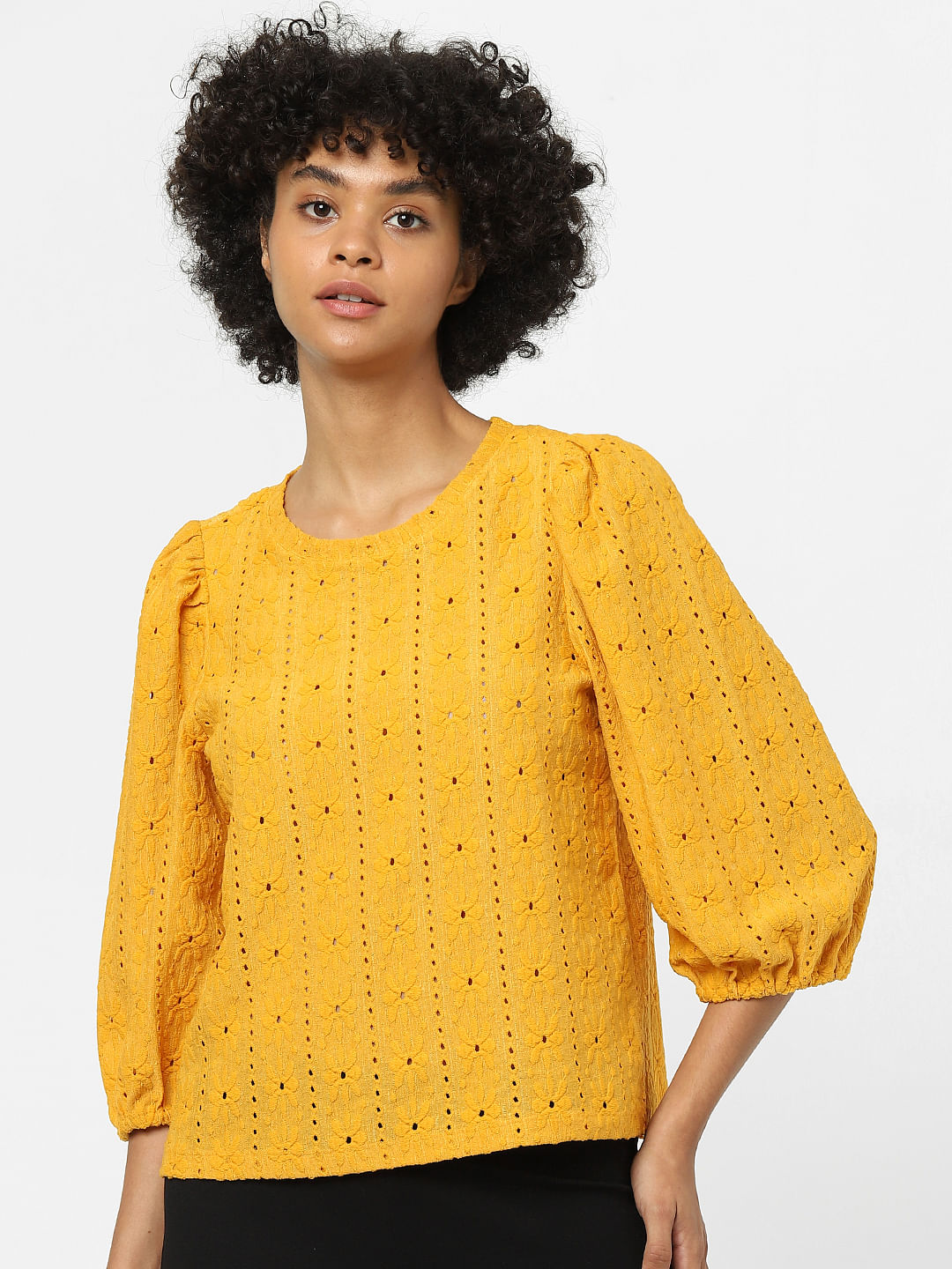 Yellow Embroidered Top