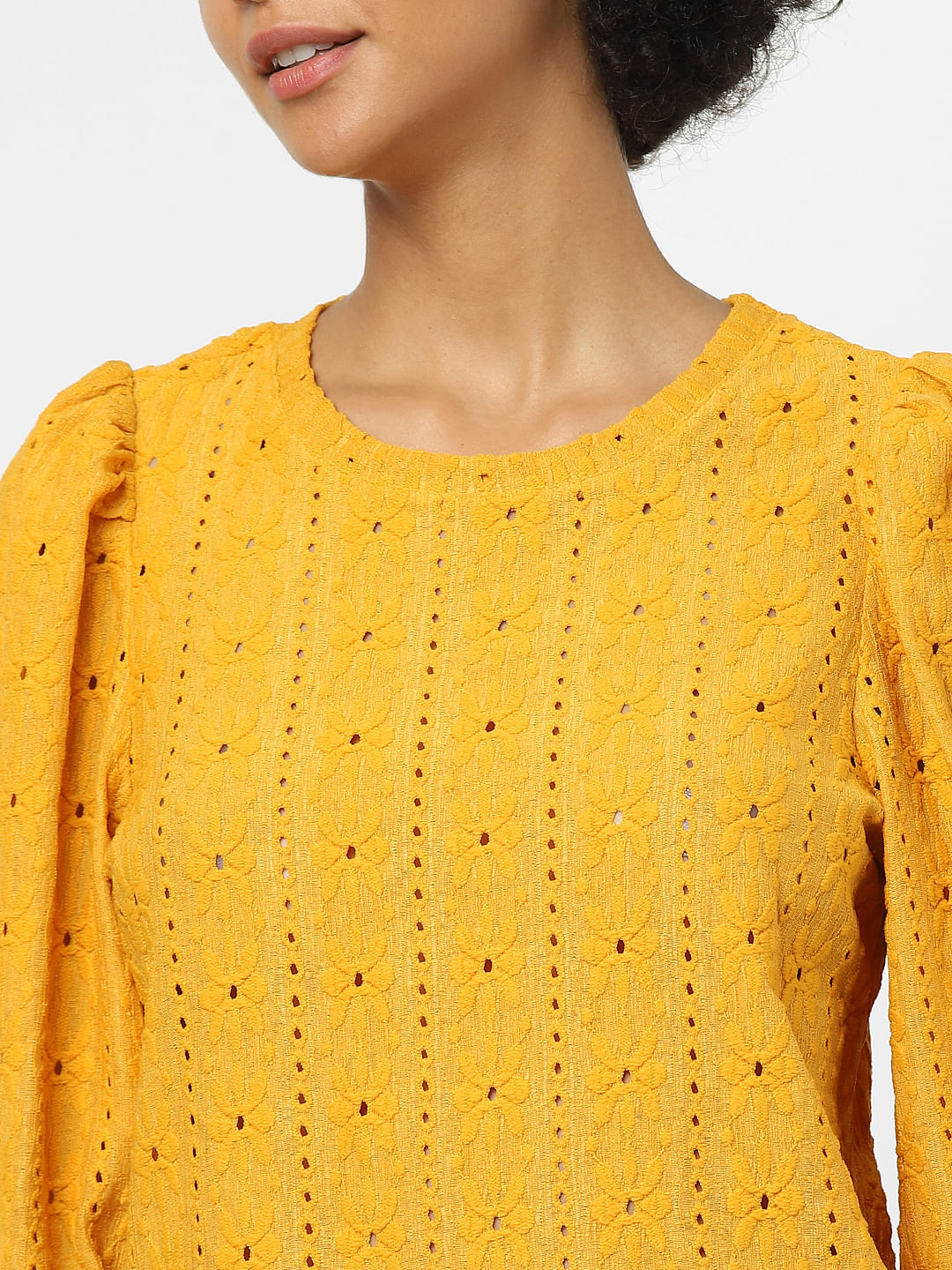 Yellow Embroidered Top