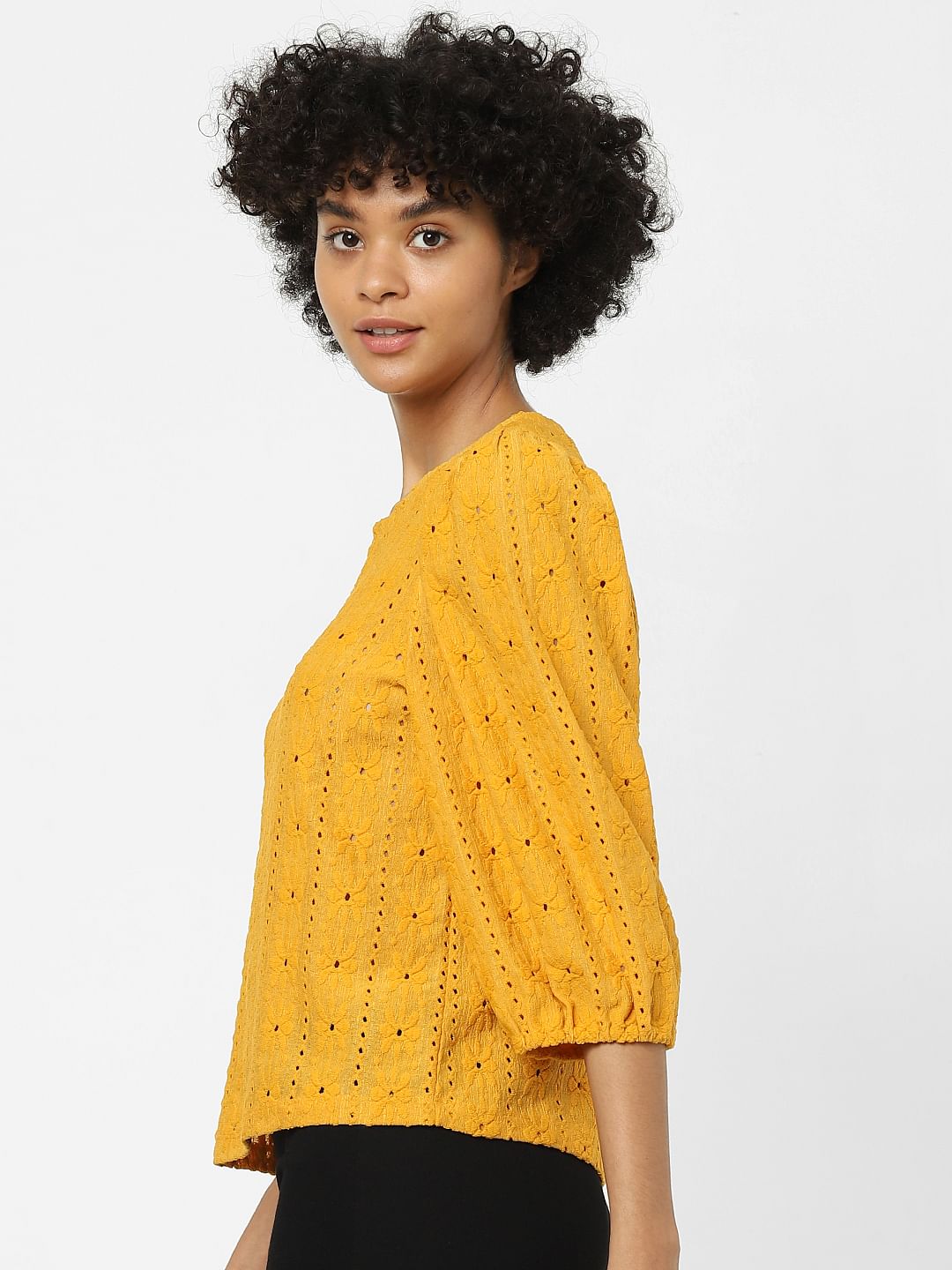 Yellow Embroidered Top