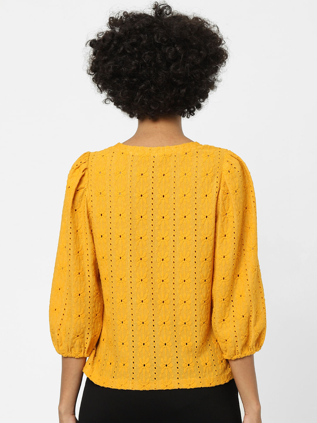 Yellow Embroidered Top