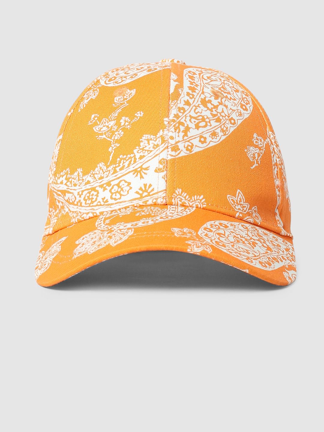 Orange Paisley Printed Cap