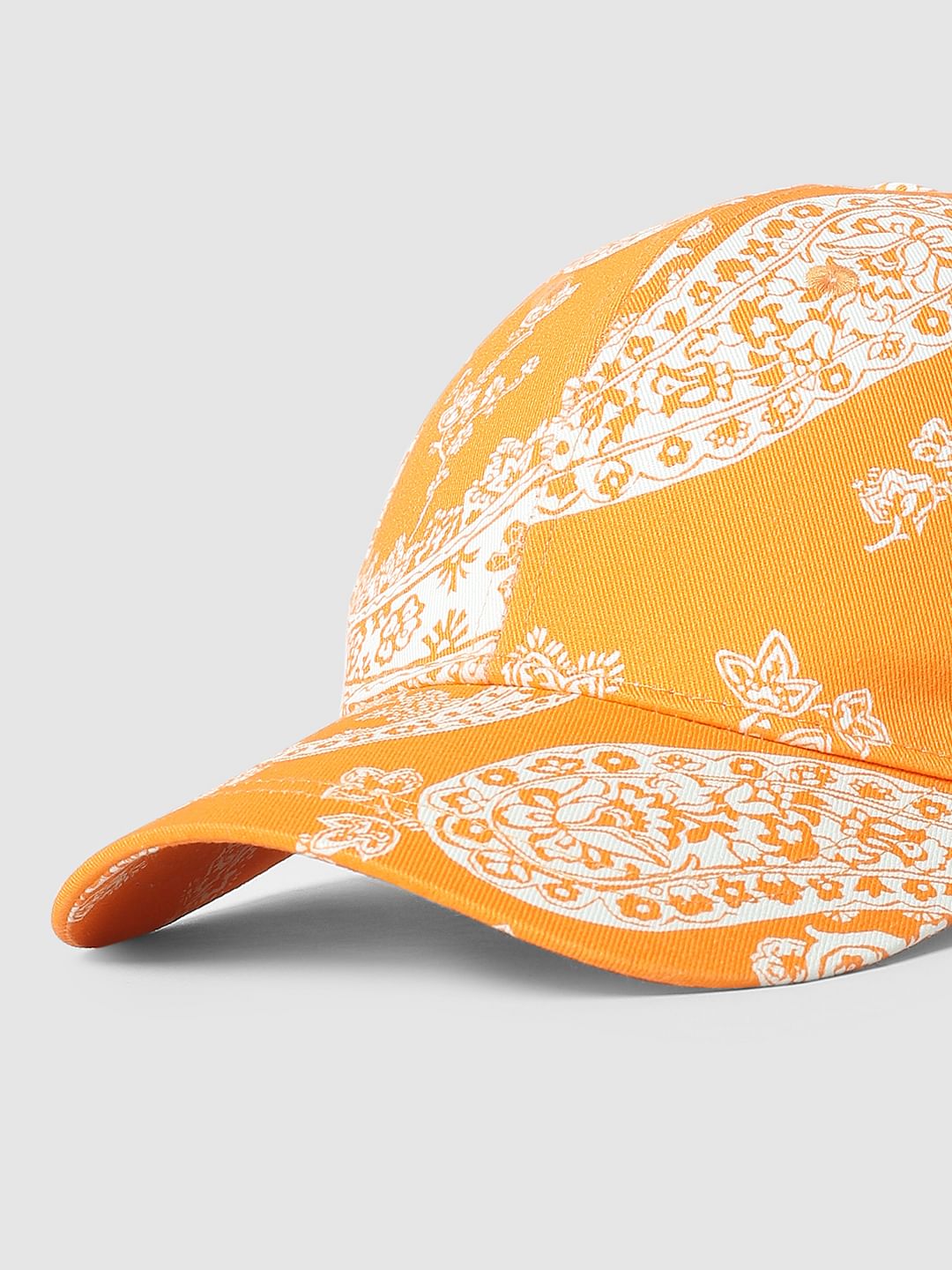 Orange Paisley Printed Cap