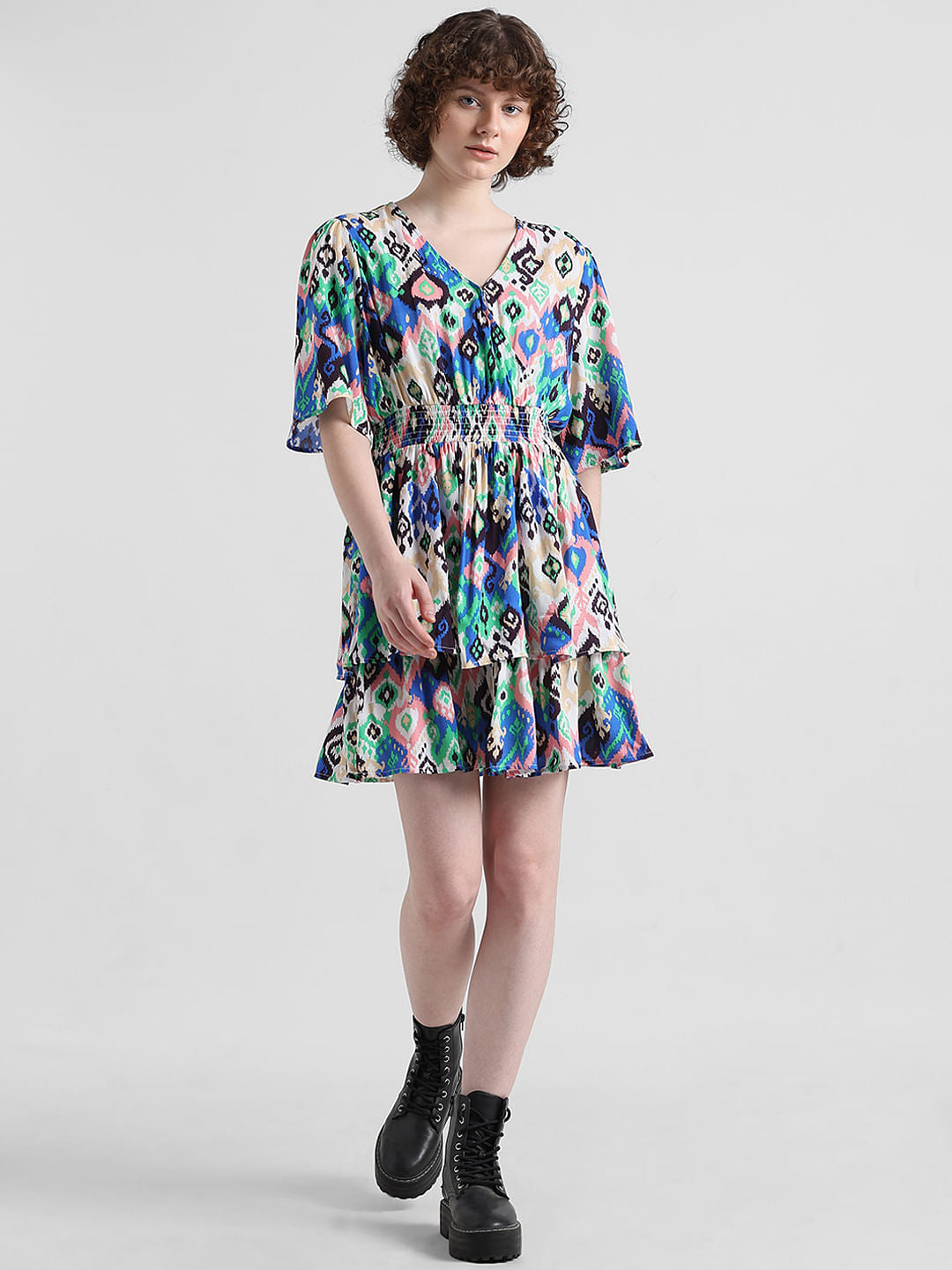 Multi-Coloured Aztec Print Dress