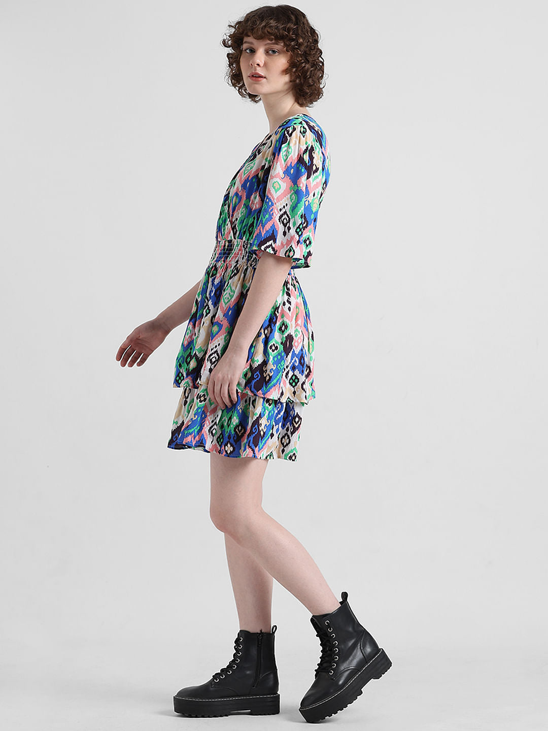 Multi-Coloured Aztec Print Dress