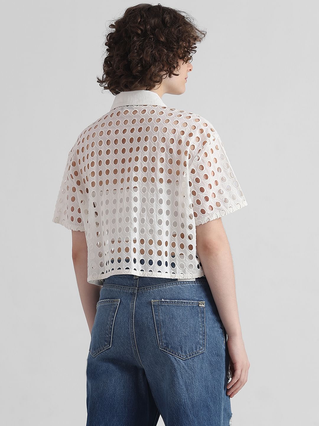 Beige Cutwork Embroidery Shirt