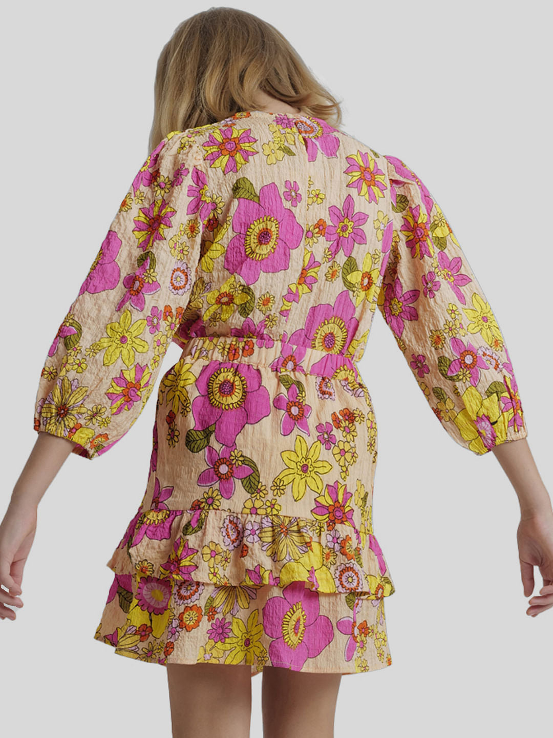 Girls Peach Floral Co-Ord Set Top