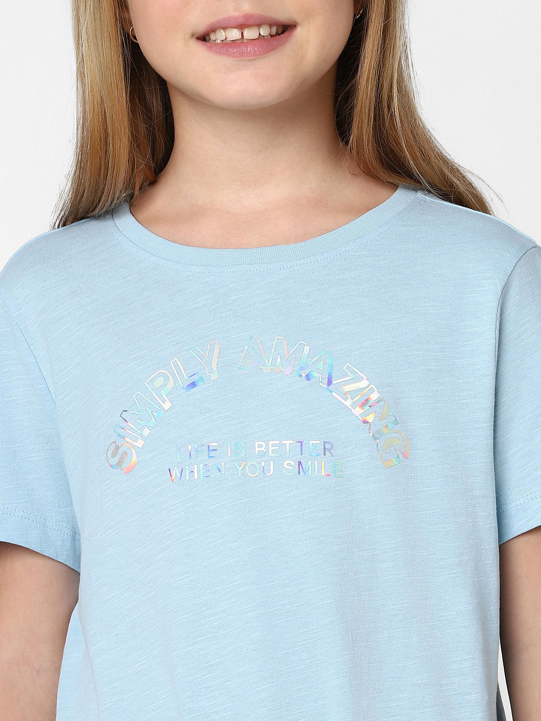 Girls Blue Front Knot T-Shirt