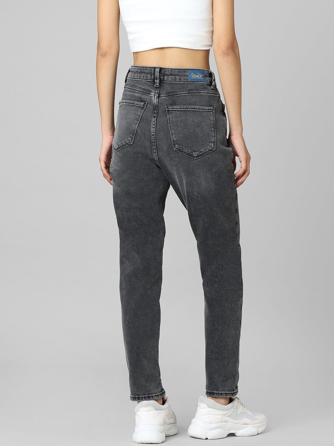 Grey High Rise Straight Fit Jeans
