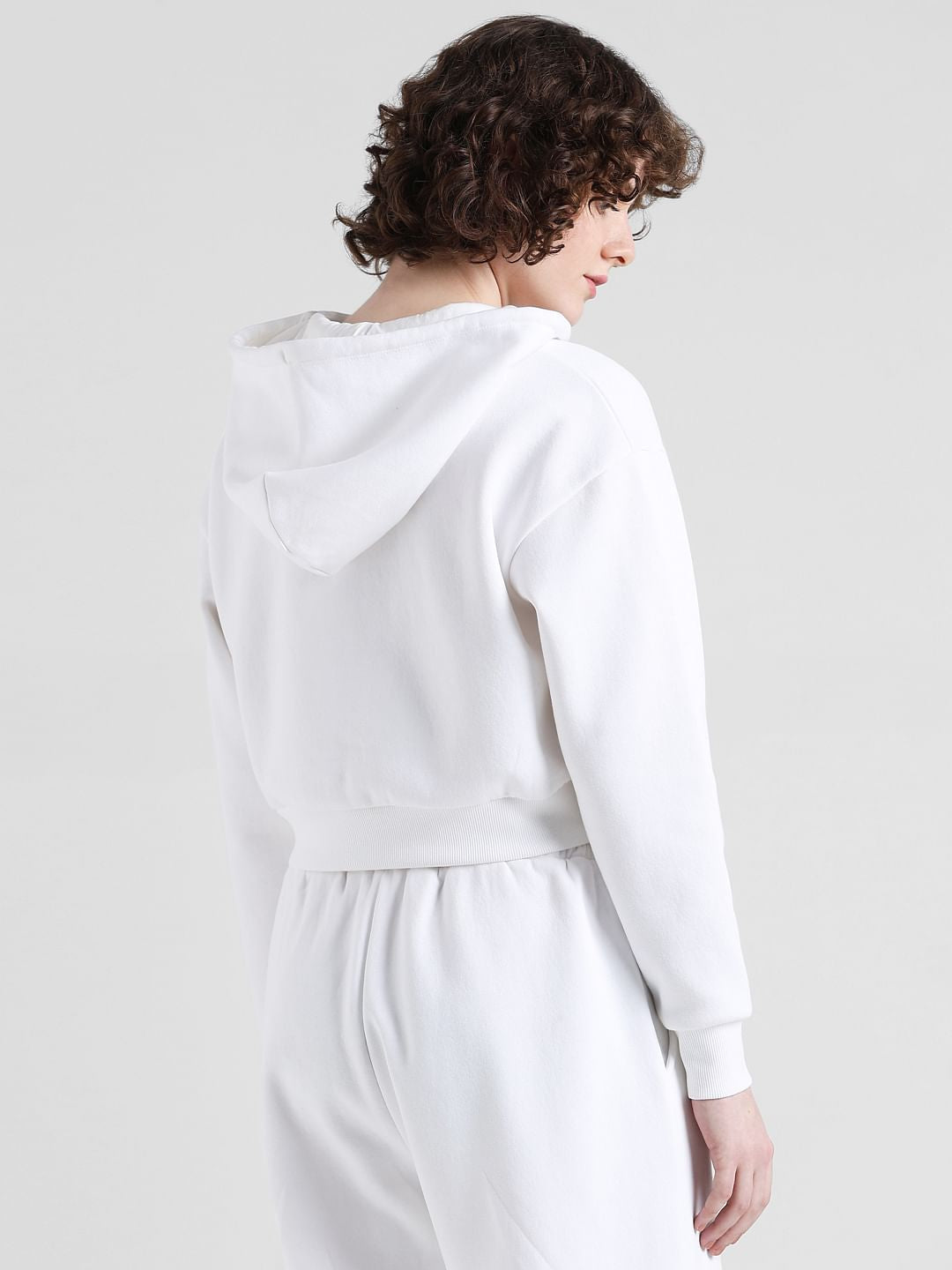 White Relaxed Fit Hooded Sweatshirt