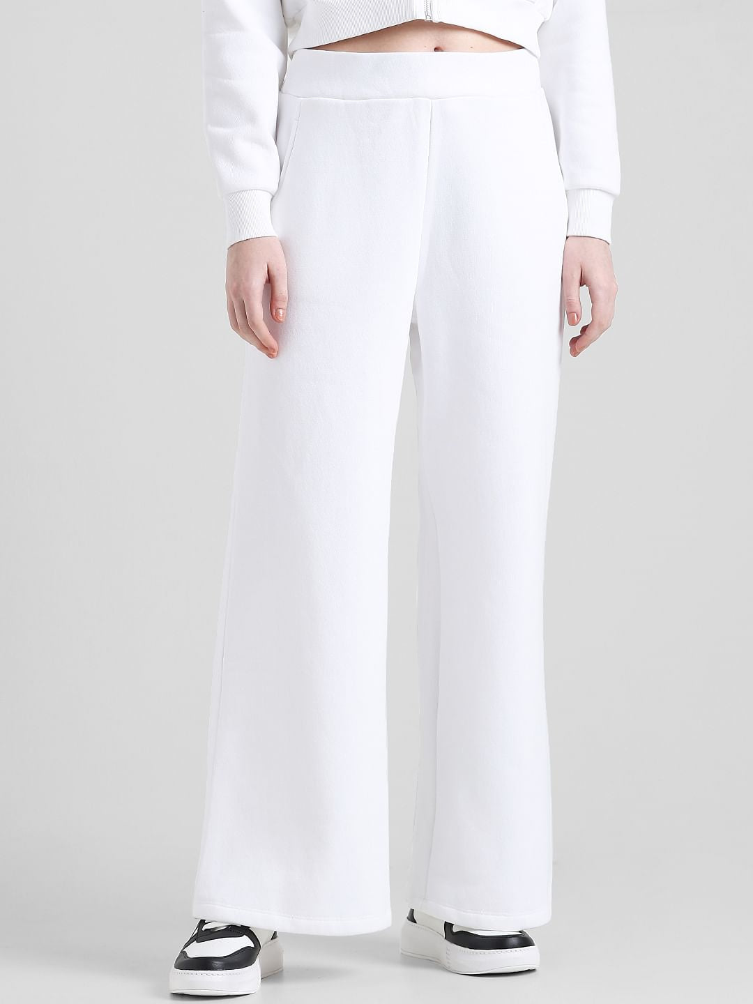 White High Rise Wide Leg Sweatpants