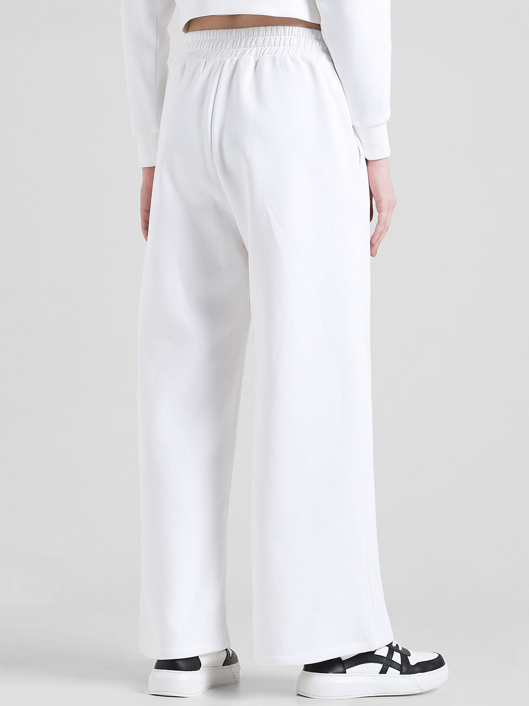 White High Rise Wide Leg Sweatpants