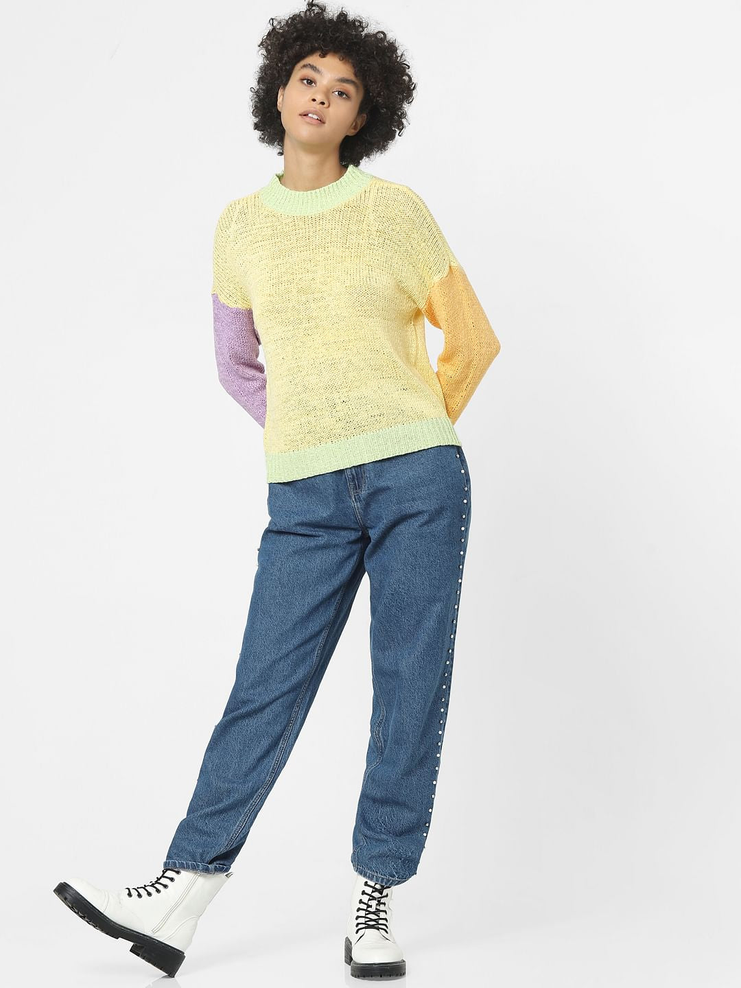 Yellow Colourblocked Pullover