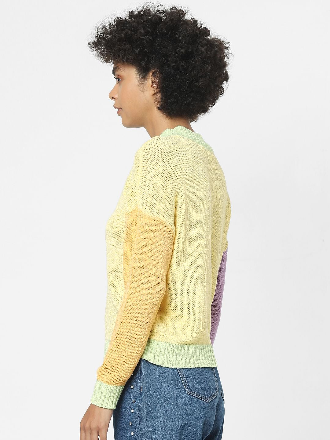 Yellow Colourblocked Pullover